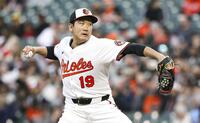 　ガーディアンズ戦に先発し、７回２失点で２勝目を挙げたオリオールズ・菅野（ゲッティ＝共同）