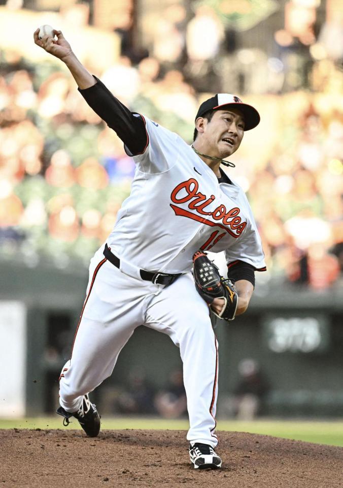 　ガーディアンズ戦に先発したオリオールズ・菅野（イマジンイメージズ・ロイター＝共同）
