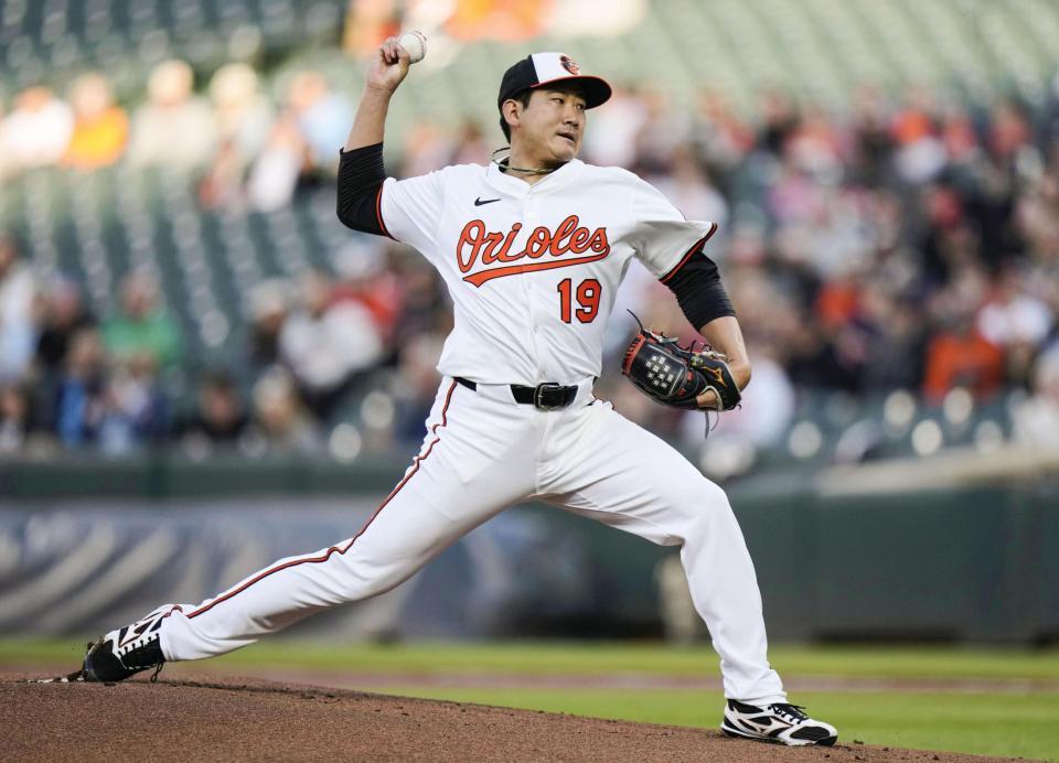 　ガーディアンズ戦に先発したオリオールズ・菅野（ＡＰ＝共同）