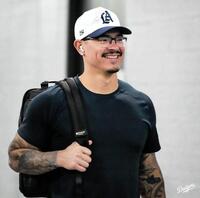 　球場入りするバンダ（ロサンゼルス・ドジャース提供）