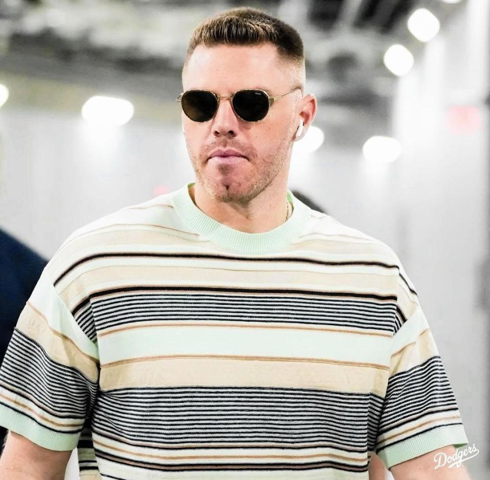 　球場入りするフリーマン（ロサンゼルス・ドジャース提供）