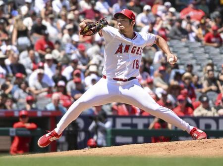 　ジャイアンツ戦に先発したエンゼルス・菊池（ＡＰ＝共同）