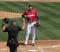 　連続暴投で失点を重ね、天を仰ぐ藤浪（撮影・小林信行）