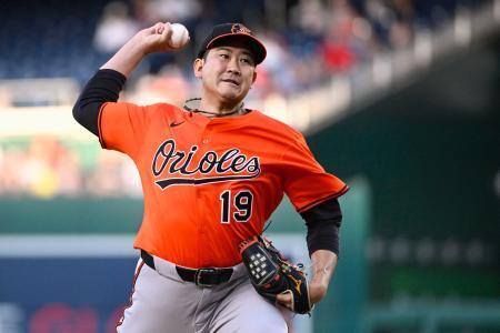 　ナショナルズ戦に先発したオリオールズ・菅野＝ワシントン（イマジンイメージズ・ロイター＝共同）