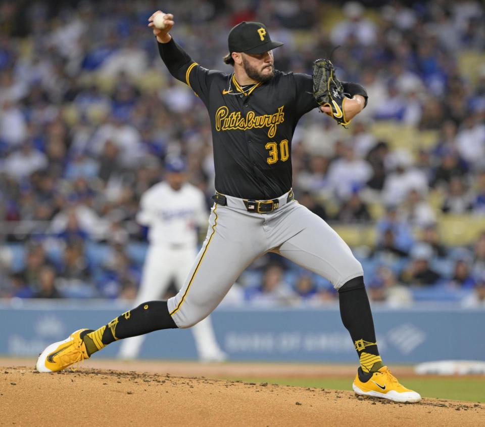 　ドジャース戦に先発したスキーンズ（共同）