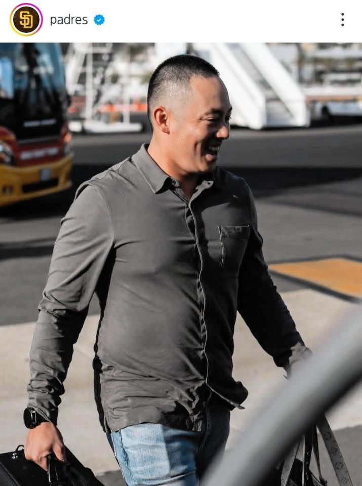 　遠征に向かう松井。パドレスの公式インスタグラム（ｐａｄｒｅｓ）より