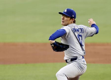 　ブレーブス戦に先発したドジャース・山本＝アトランタ（共同）