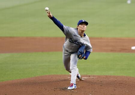 　ブレーブス戦に先発したドジャース・山本（共同）