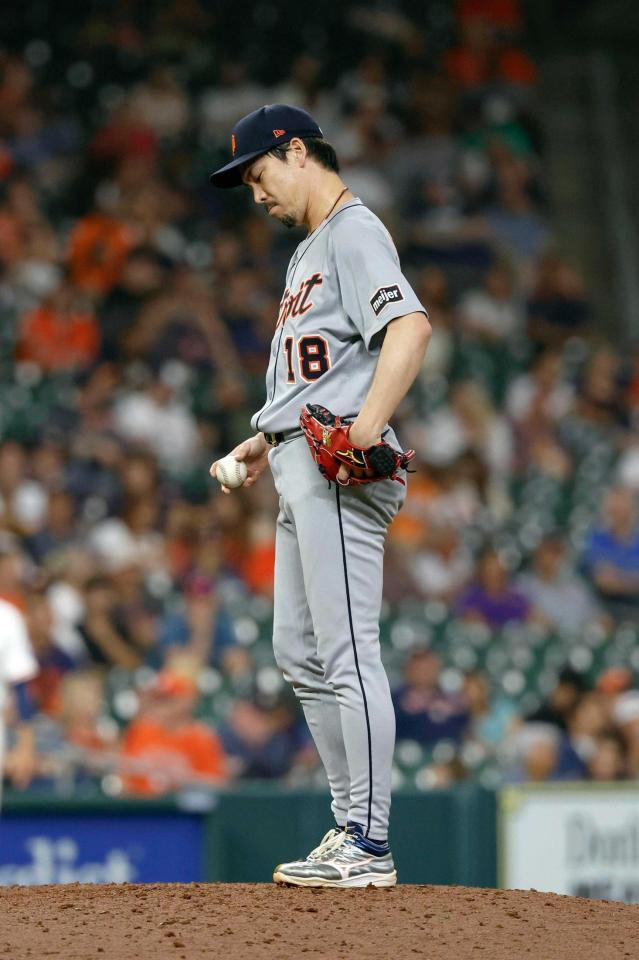 　４月２９日、アストロズ戦の８回に登板したタイガースの前田（ゲッティ＝共同）