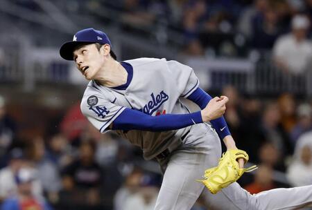 　ブレーブス戦に先発し、５回６安打３失点でメジャー初勝利を挙げたドジャース・佐々木（共同）