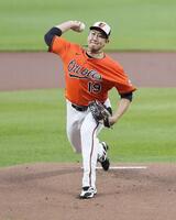 　ロイヤルズ戦に先発したオリオールズ・菅野（提供・共同通信社）