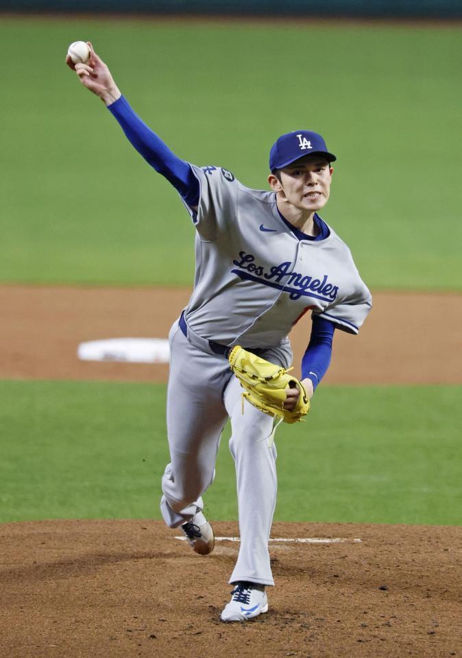 　ブレーブス戦に先発したドジャース・佐々木（共同）