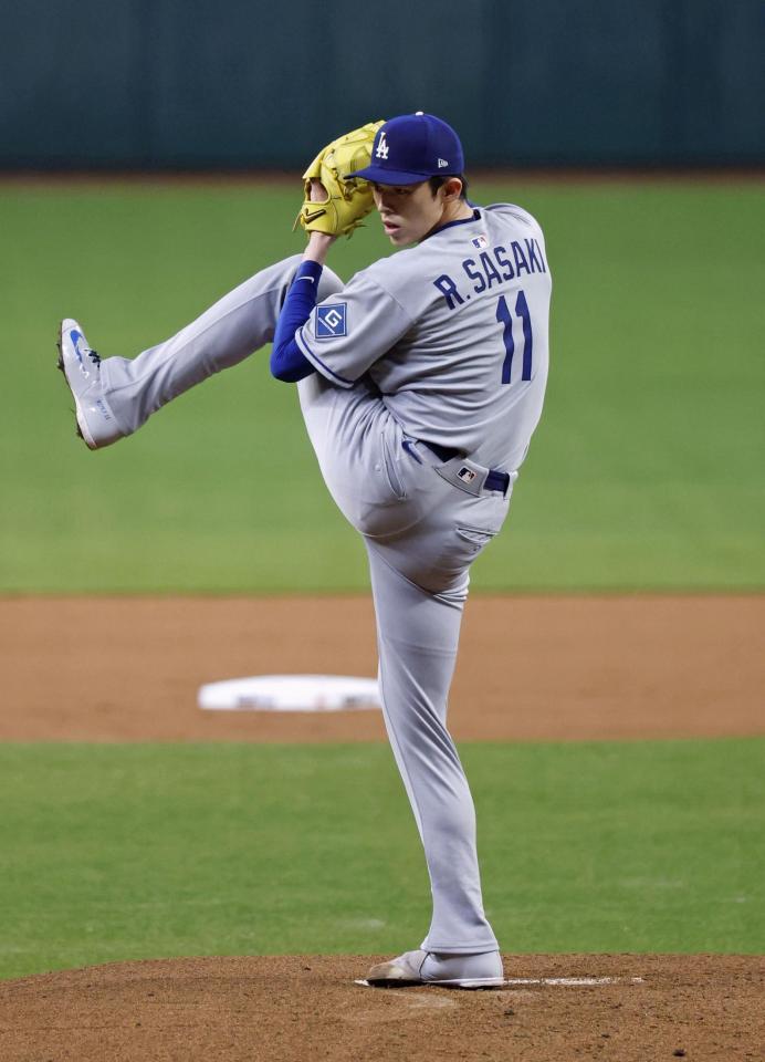 　ブレーブス戦に先発したドジャース・佐々木（共同）