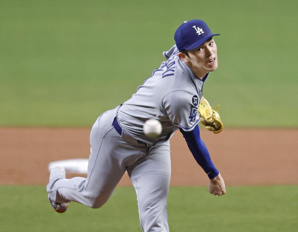 　ブレーブス戦に先発したドジャース・佐々木（共同）