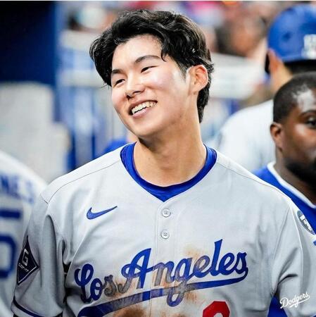 　メジャー初安打を放ったドジャース・金彗成（ロサンゼルス・ドジャース提供）