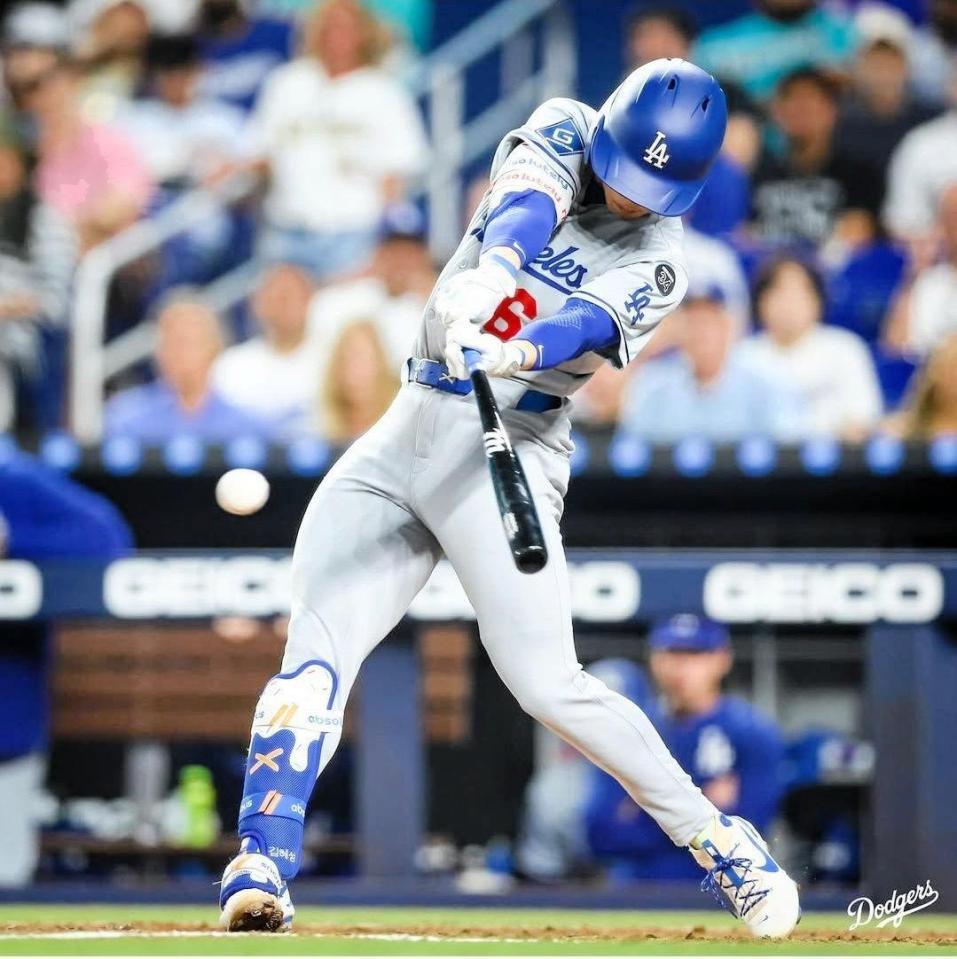 メジャ－初安打を放ったドジャース・金彗成（ロサンゼルス・ドジャース提供）