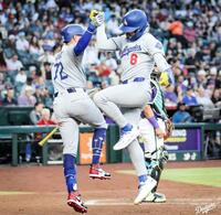 　特大ソロホームランを放ったキケ・ヘルナンデス（ロサンゼルス・ドジャース提供）