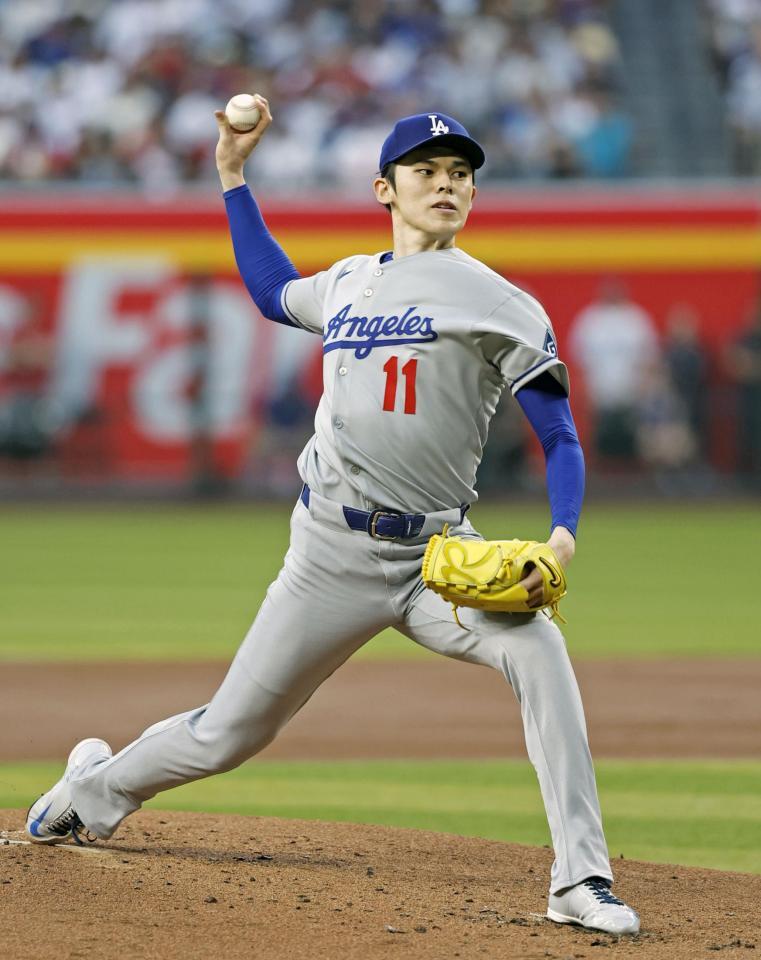 　ダイヤモンドバックス戦に先発したドジャース・佐々木（共同）