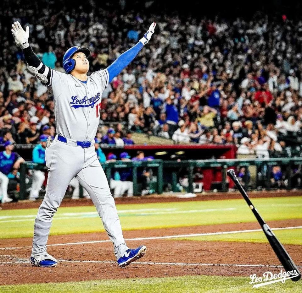 　９回、決勝３ランを放った大谷（ロサンゼルス・ドジャース提供）