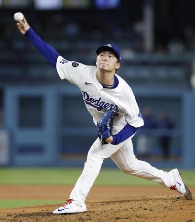 　アスレチックス戦に先発し６回３失点で５勝目を挙げたドジャース・山本（共同）