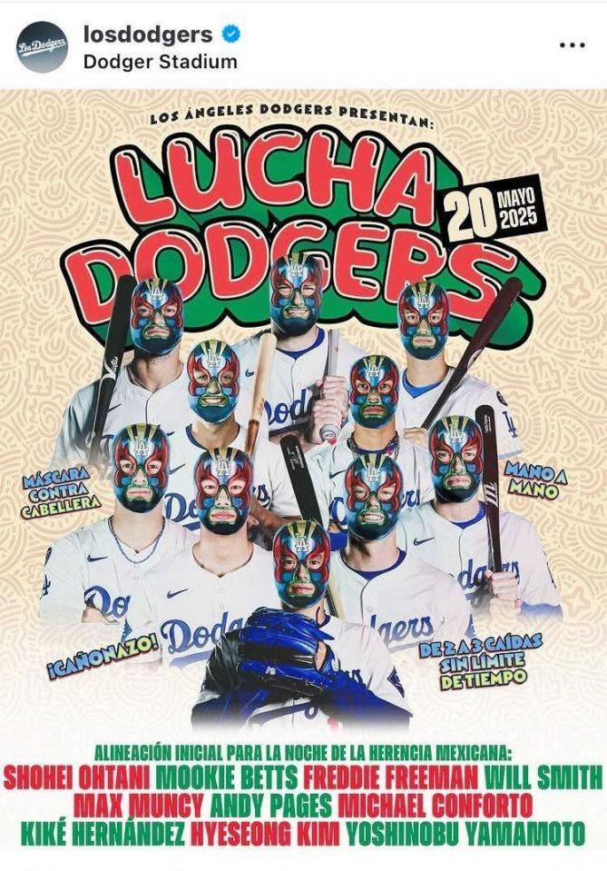 ドジャースのスペイン語版インスタグラム（＠ｌｏｓｄｏｄｇｅｒｓ）から