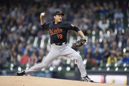 　ブルワーズ戦に先発したオリオールズ・菅野。６回２失点で勝敗は付かなかった（ゲッティ＝共同）