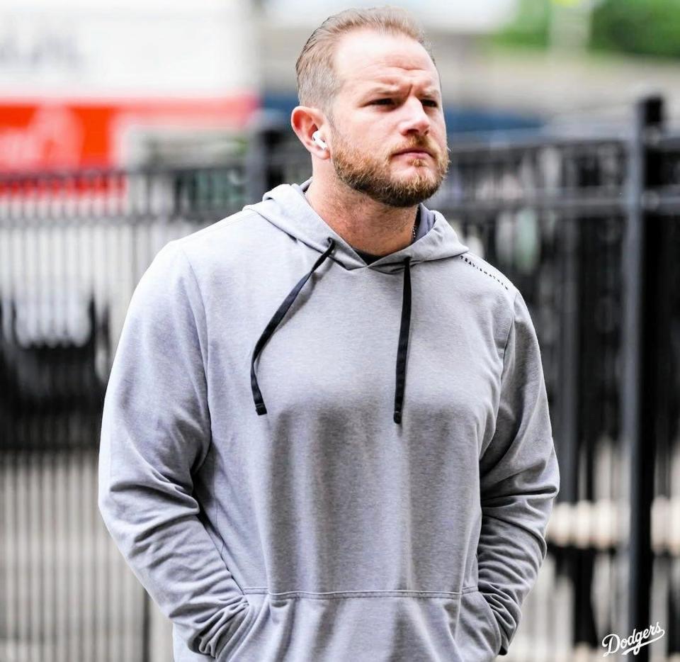 　　球場入りしたマンシー（ロサンゼルス・ドジャース提供）