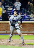 　１２回、右飛に倒れた大谷（共同）