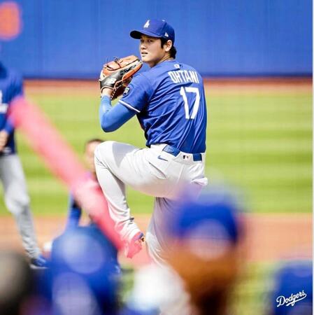 　実戦形式の投球練習に臨んだ大谷翔平（ロサンゼルス・ドジャース提供）