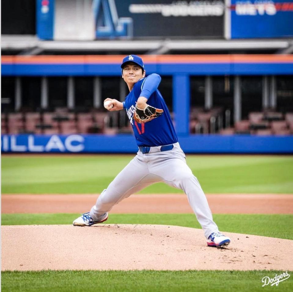 　実戦形式の投球練習に臨んだ大谷翔平（ロサンゼルス・ドジャース提供）