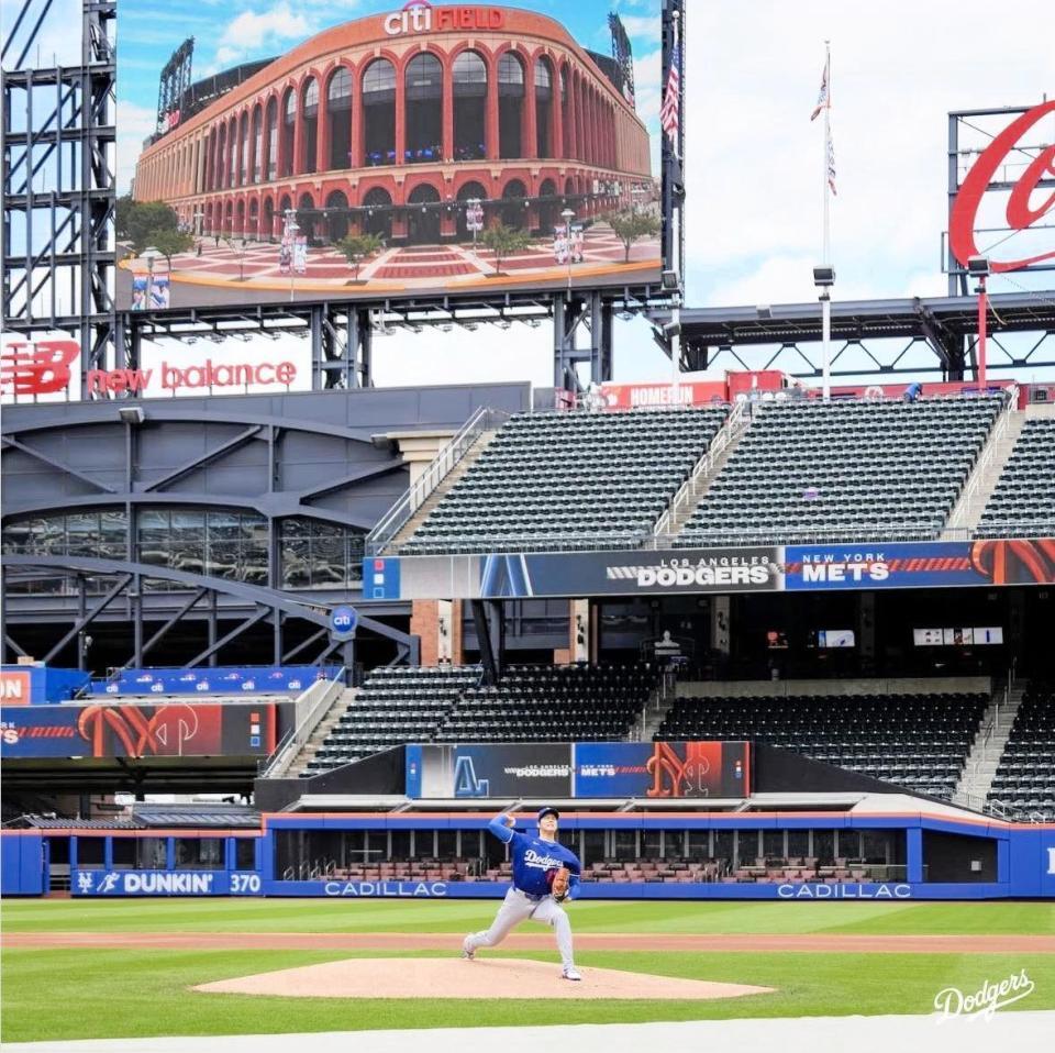 　実戦形式の投球練習に臨んだ大谷翔平（ロサンゼルス・ドジャース提供）