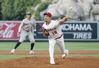 　ヤンキース戦に先発したエンゼルス・菊池。５回を４安打１失点で５敗目を喫した（共同）