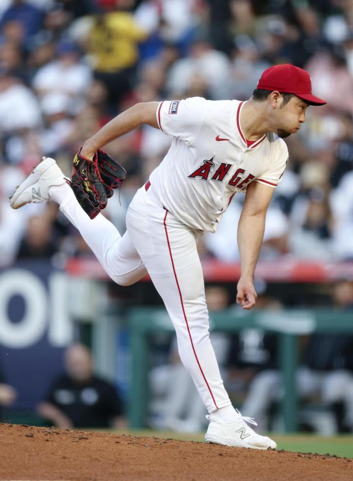 　ヤンキース戦に先発したエンゼルス・菊池（共同）