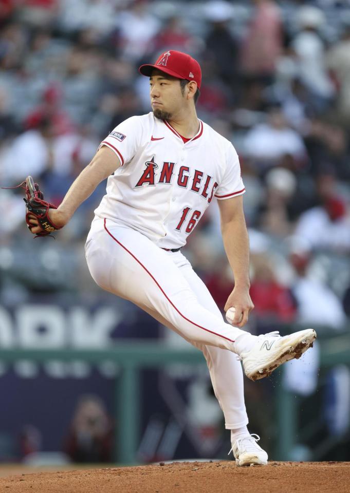 　ヤンキース戦に先発したエンゼルス・菊池（共同）