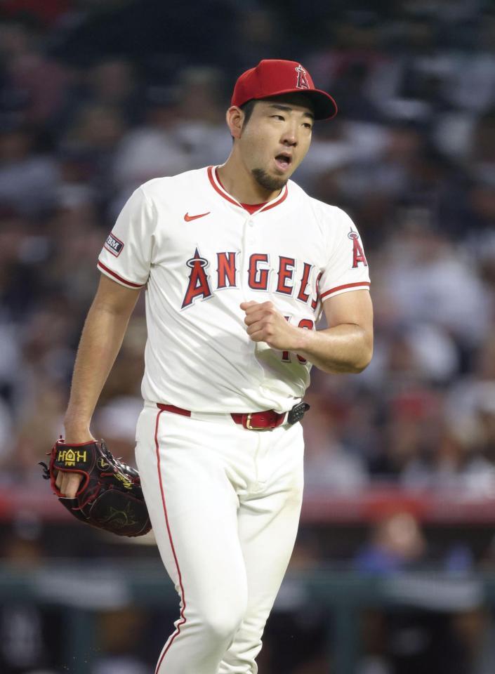 　５回、ボルピを空振り三振に仕留めたエンゼルス・菊池（共同）