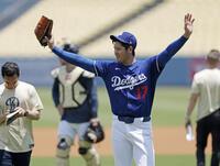 　実戦形式の登板を終えた大谷（共同）