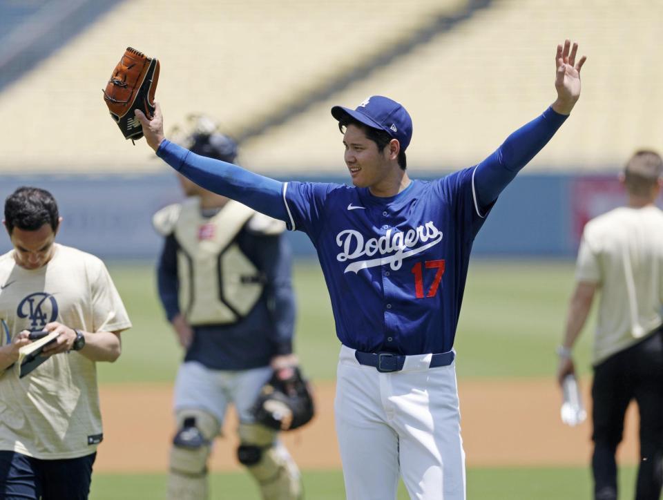 　実戦形式の登板を終えた大谷（共同）