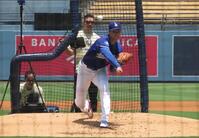 　術後2度目のライブBPに登板した大谷（撮影・小林信行）