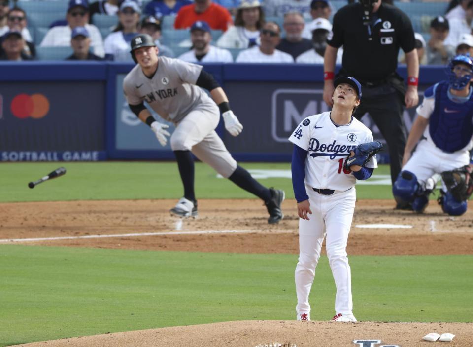 　３回、ライスに２ランを浴びた山本（共同）