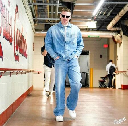 　球場入りしたフリーマン（ロサンゼルス・ドジャース提供）