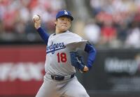 　カージナルス戦に先発したドジャース・山本。６回４安打無失点で勝敗は付かなかった（共同）