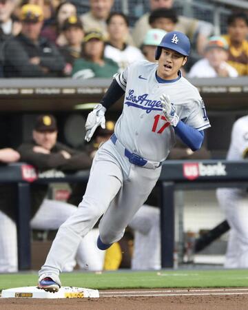 　１回、二塁打を放った大谷（共同）