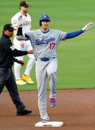 大谷翔平　初回二塁打→先制ホーム　６試合連続安打　ド軍接戦制して首位陥落阻止