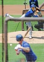 　実戦形式の練習に登板したドジャース・大谷（共同）