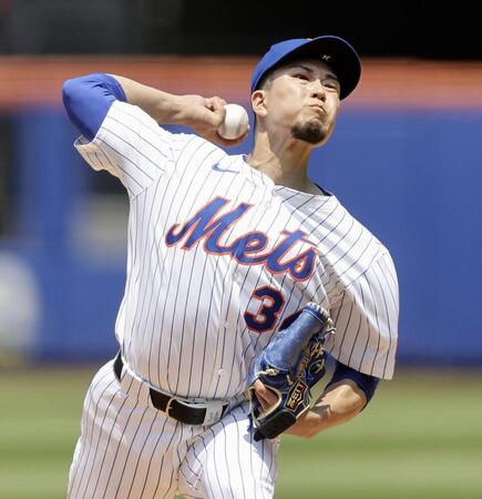 　ナショナルズ戦に先発し、５回２／３を１安打無失点で７勝目を挙げたメッツ・千賀（ゲッティ＝共同）