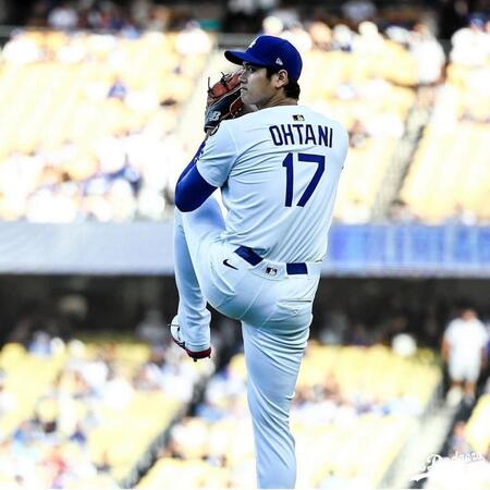 　投手復帰を果たした大谷（ロサンゼルス。ドジャース提供）