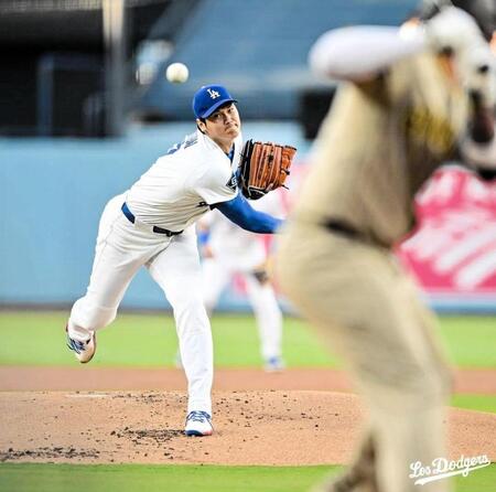 　マチャドと対峙した大谷（ロサンゼルス・ドジャース提供）