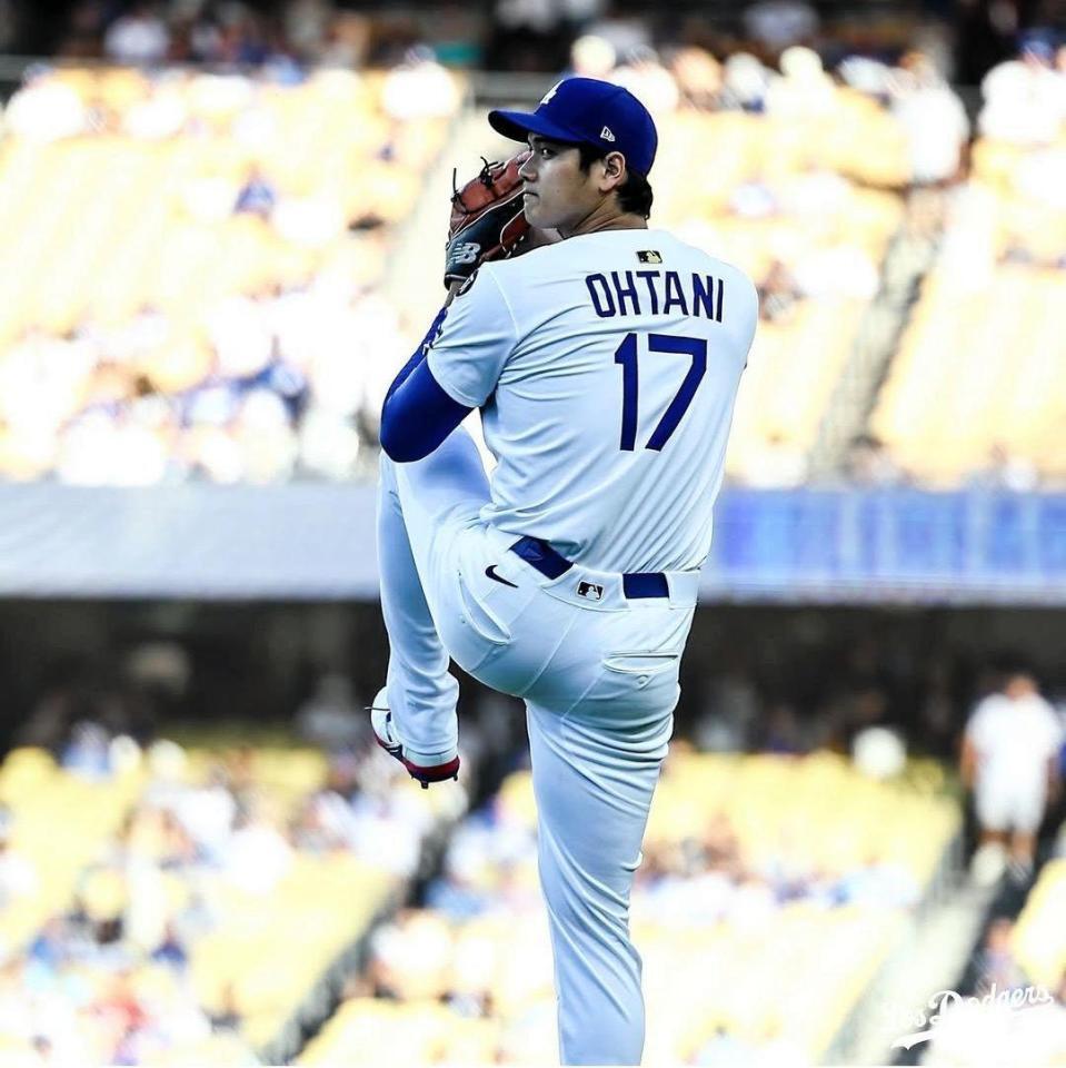 　投手復帰を果たした大谷（ロサンゼルス。ドジャース提供）