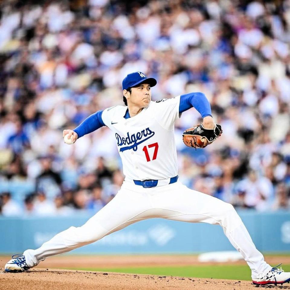 　投手復帰を果たした大谷（ロサンゼルス・ドジャース提供）