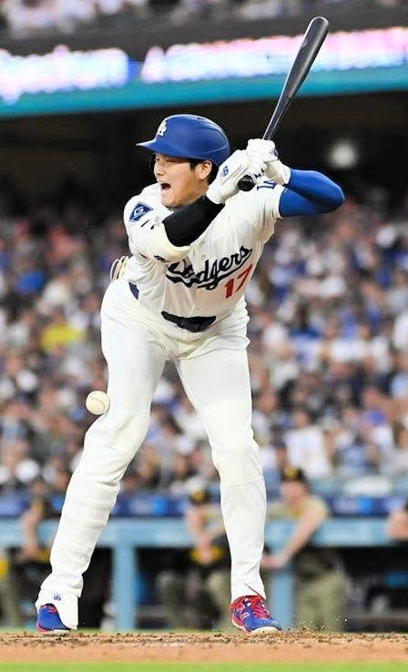 　死球を受けた大谷が使用した一枚（ジョン・スーフー／ドジャース提供）